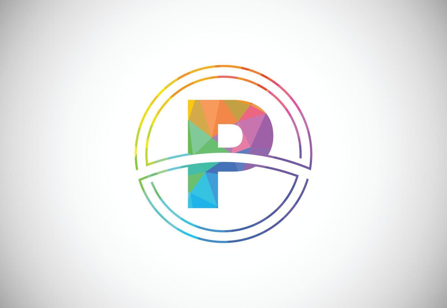 Low poly style letter P with a circle frame. Graphic alphabet symbol for corporate business identity vector