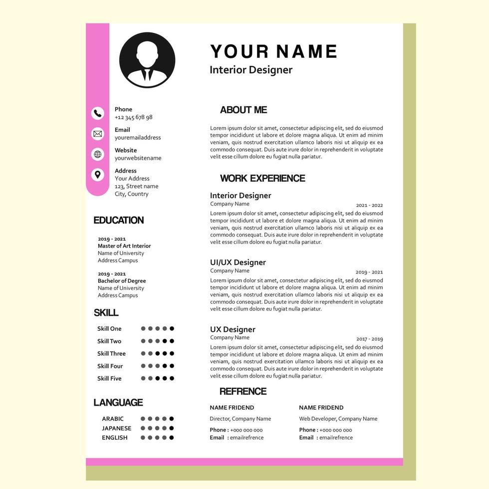 modern curriculum vitae template in vector with purple color