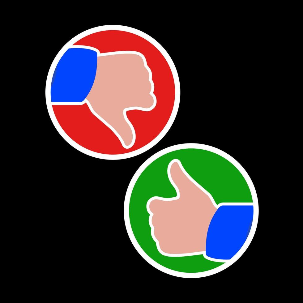 thumb up and  down in vector for icon