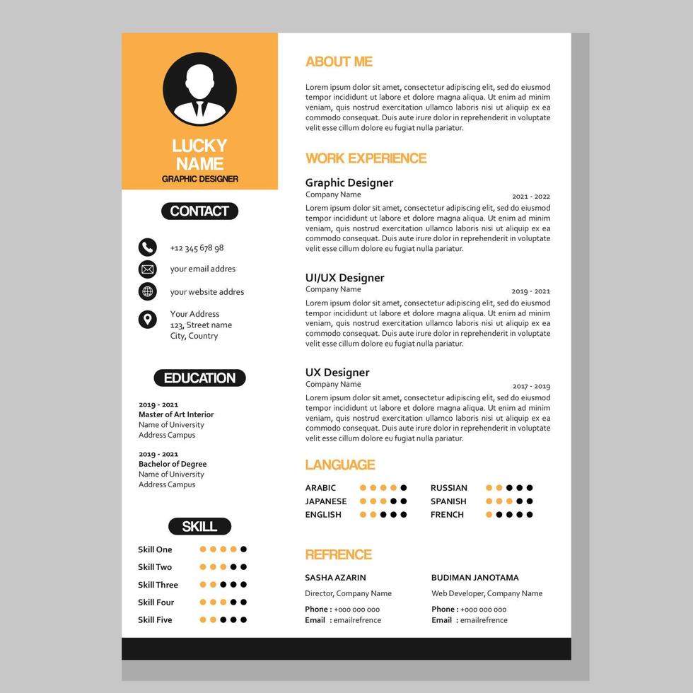 modern curriculum vitae template in vector