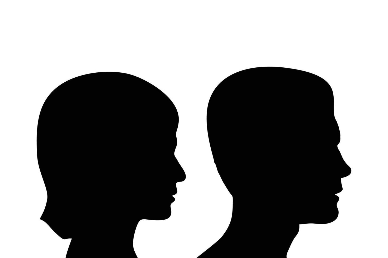 side view of woman and man in vector with shiluate style