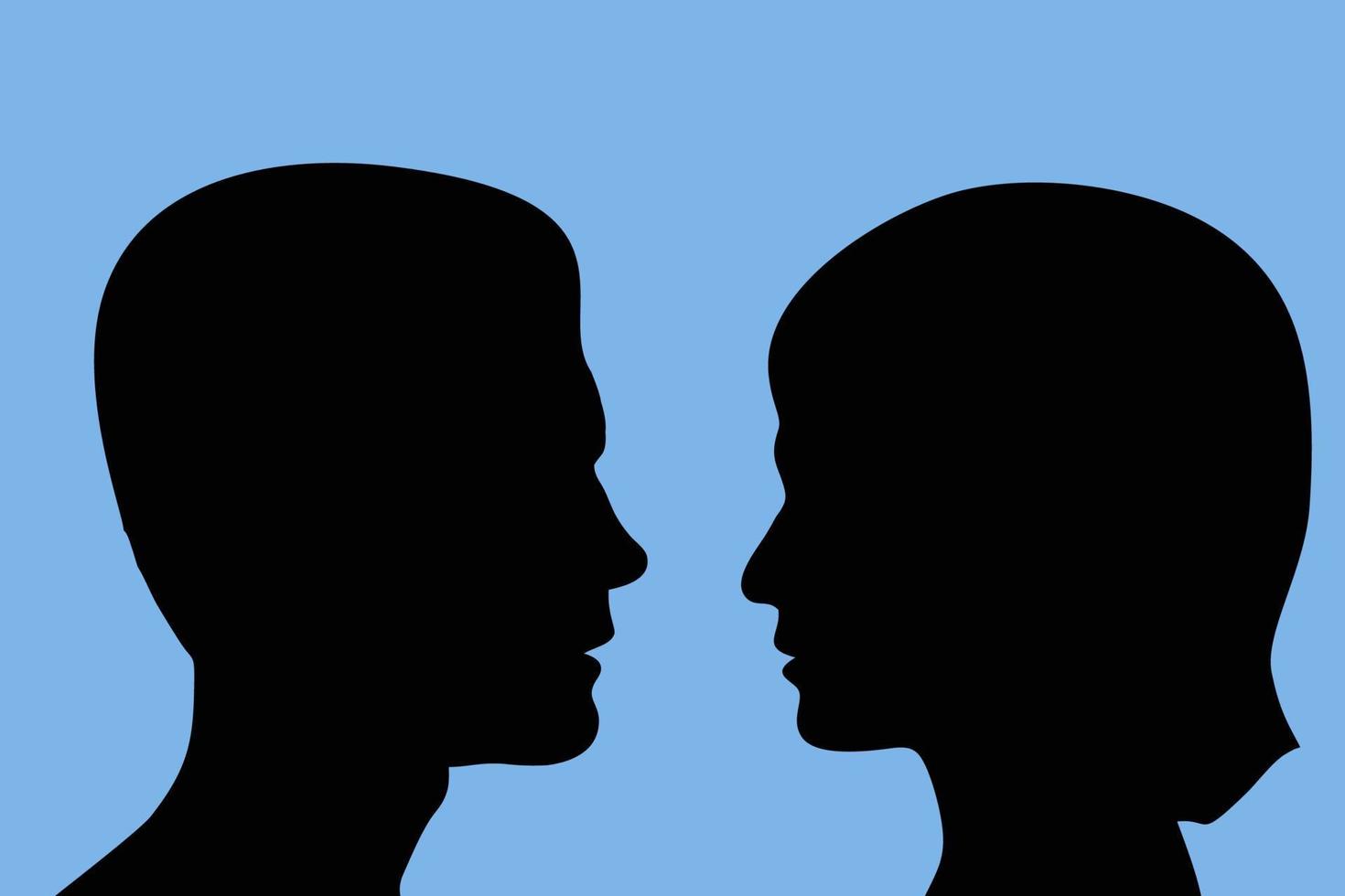 side view of woman and man in vector with shiluate style