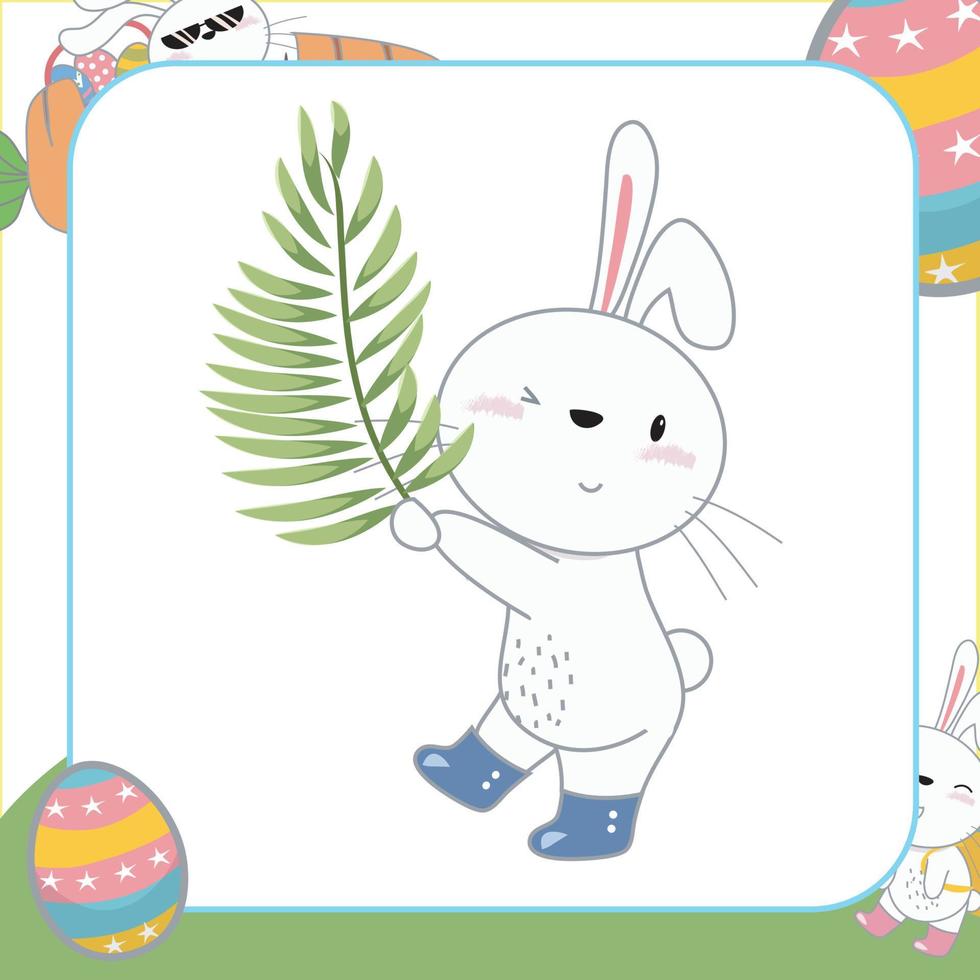 Cute easter bunny flashcard for Children. Ready to print. Printable game card. Educational card for preschool. Vector file.