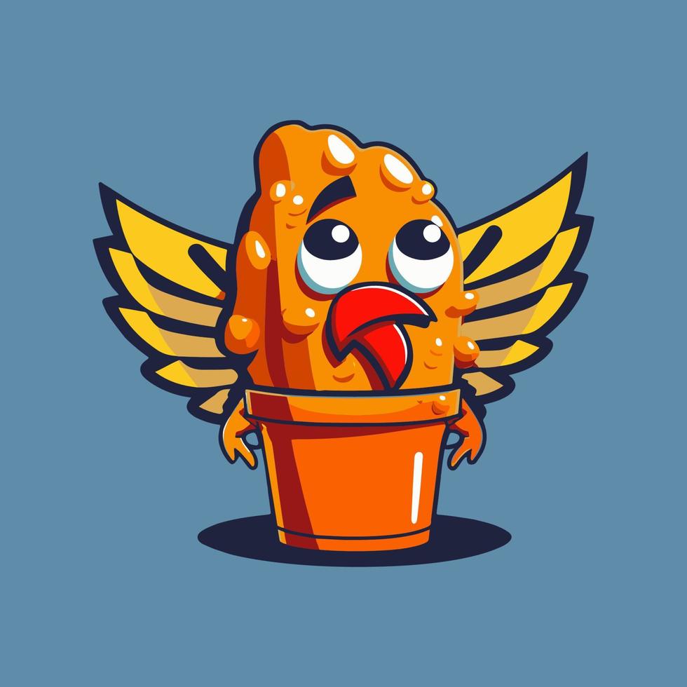 Fried chicken wings concept illustration. vector