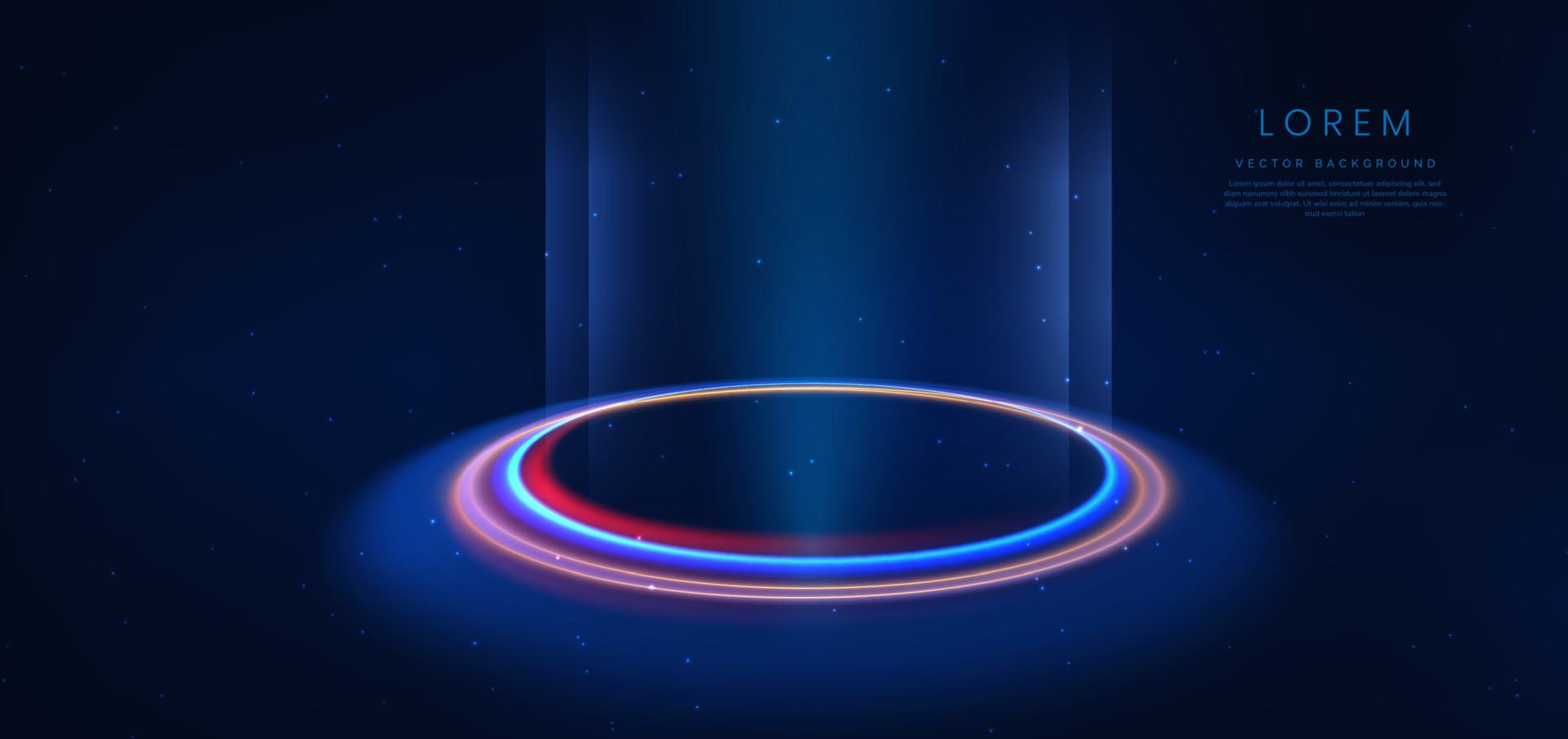 Abstract technology futuristic neon circle glowing blue and gold light lines  with speed motion blur effect on dark blue background. 20146814 Vector Art  at Vecteezy