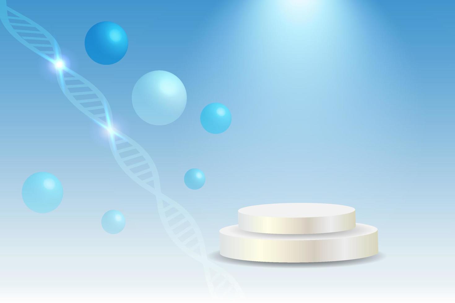 podio producto monitor con adn 3d molecular cromosoma gene. estudio antecedentes para biotecnología médico ciencia, genético química. vector