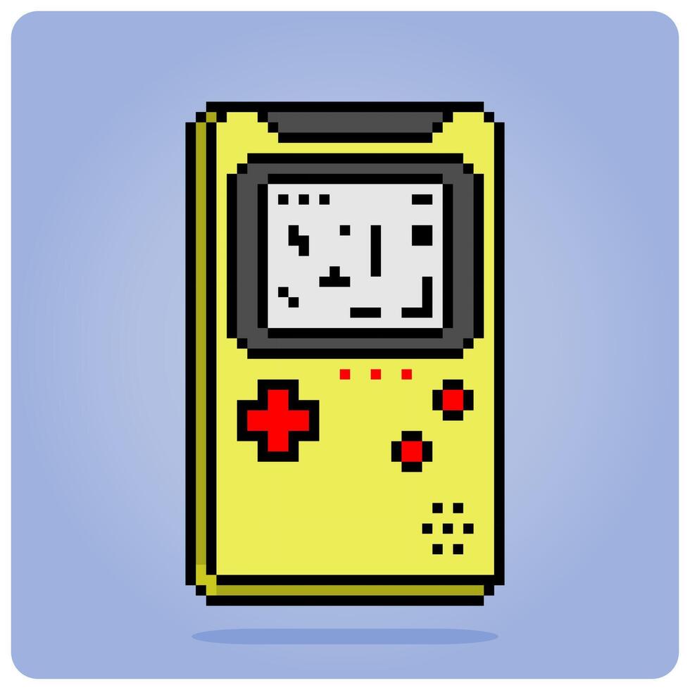 8-bit pixel of retro game console portable handheld. gadget in Vector illustration for cross stitch and game assets.