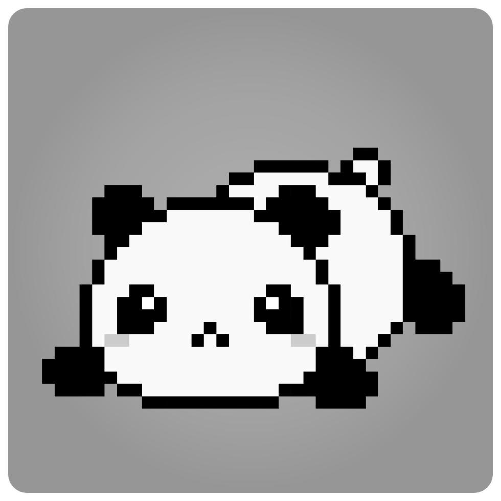 8 bit pixels panda sleeping. Animals for game assets and cross stitch patterns in vector illustrations.