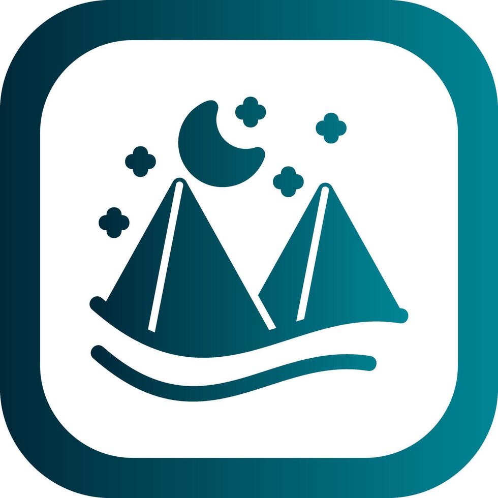 Desert Night Landscape Vector Icon Design