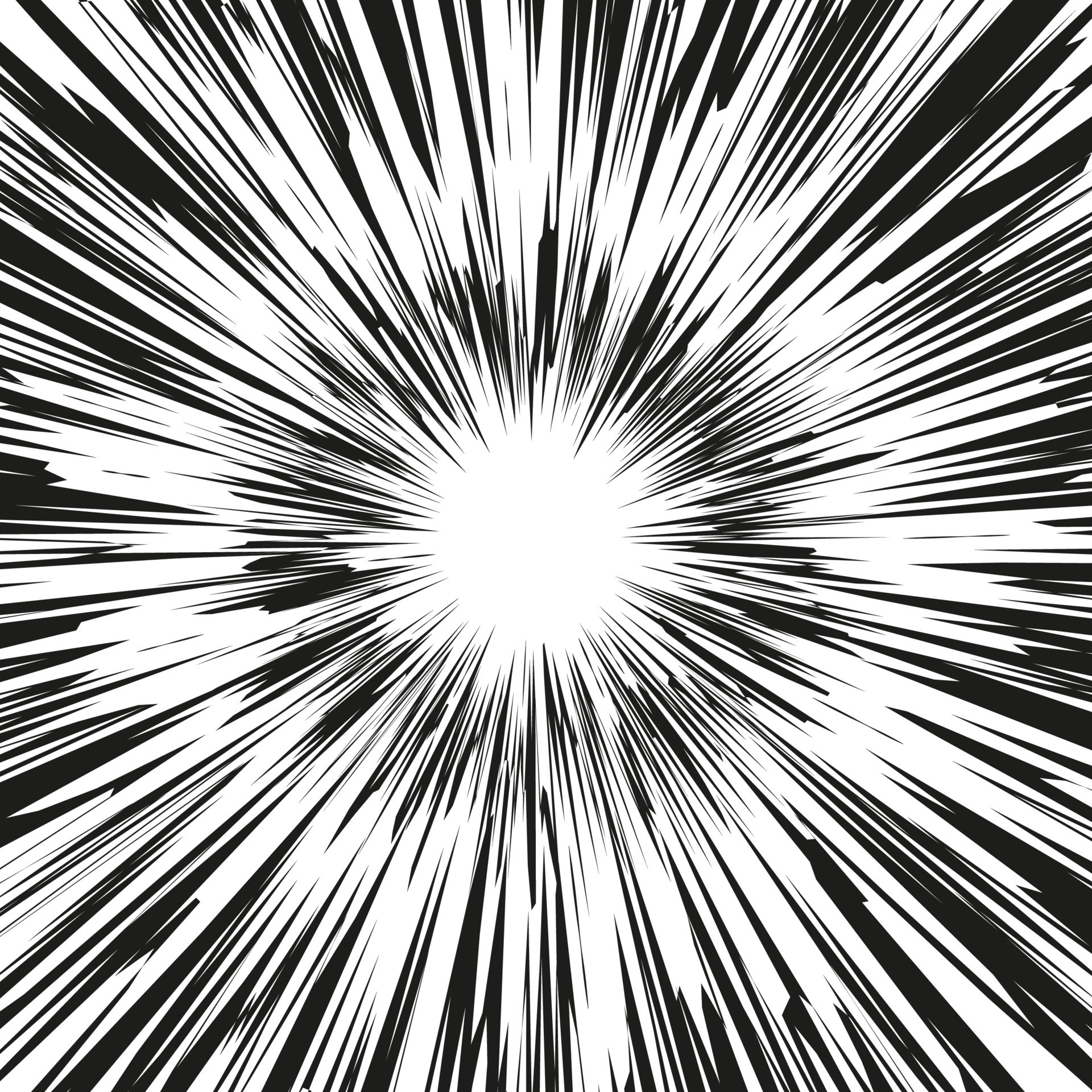 Black and white radial lines spped light or light rays comic book