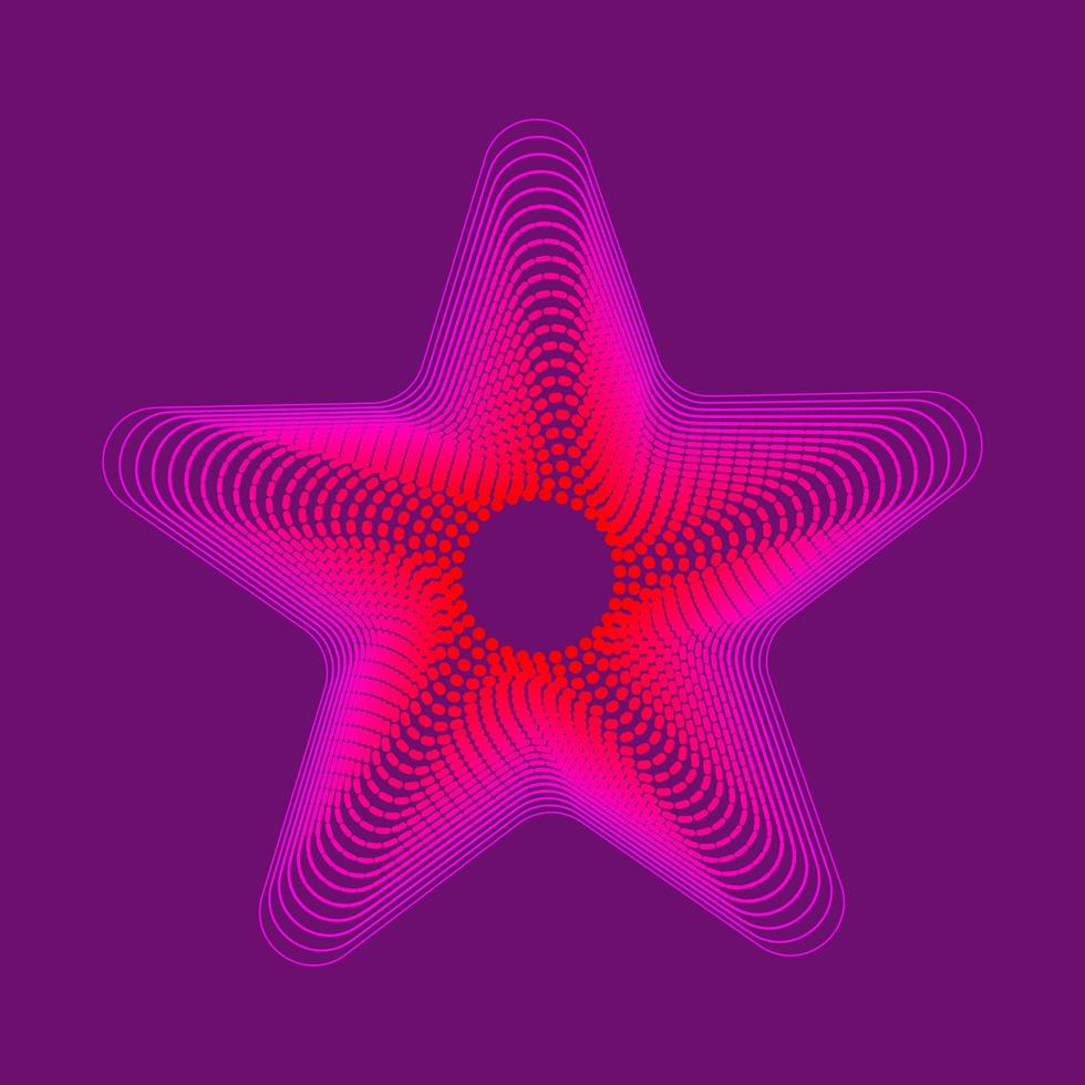 Red and pink dots and lines starfish blend vector. Abstract star fish logo symbol. vector