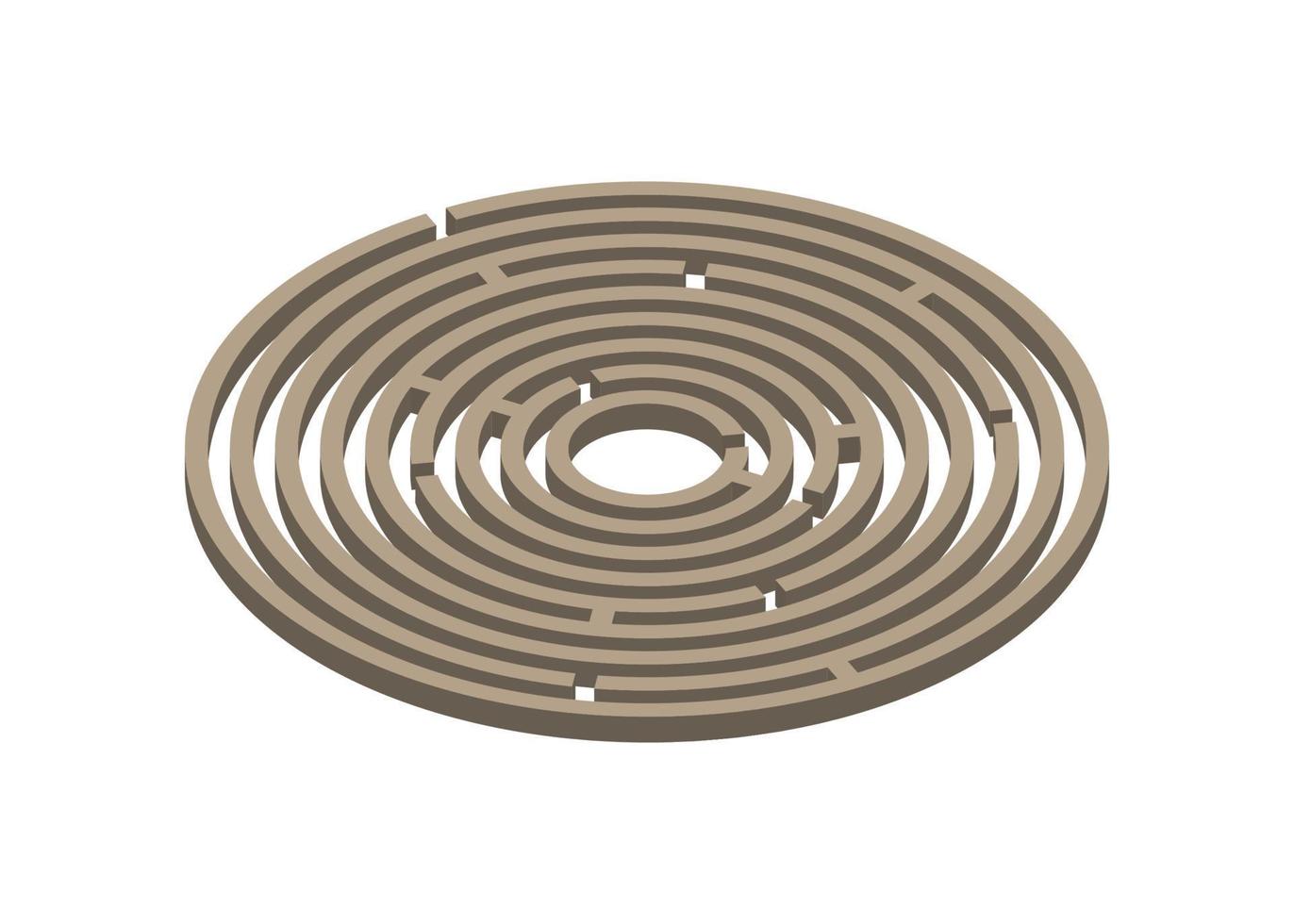 3d brown circular maze vector