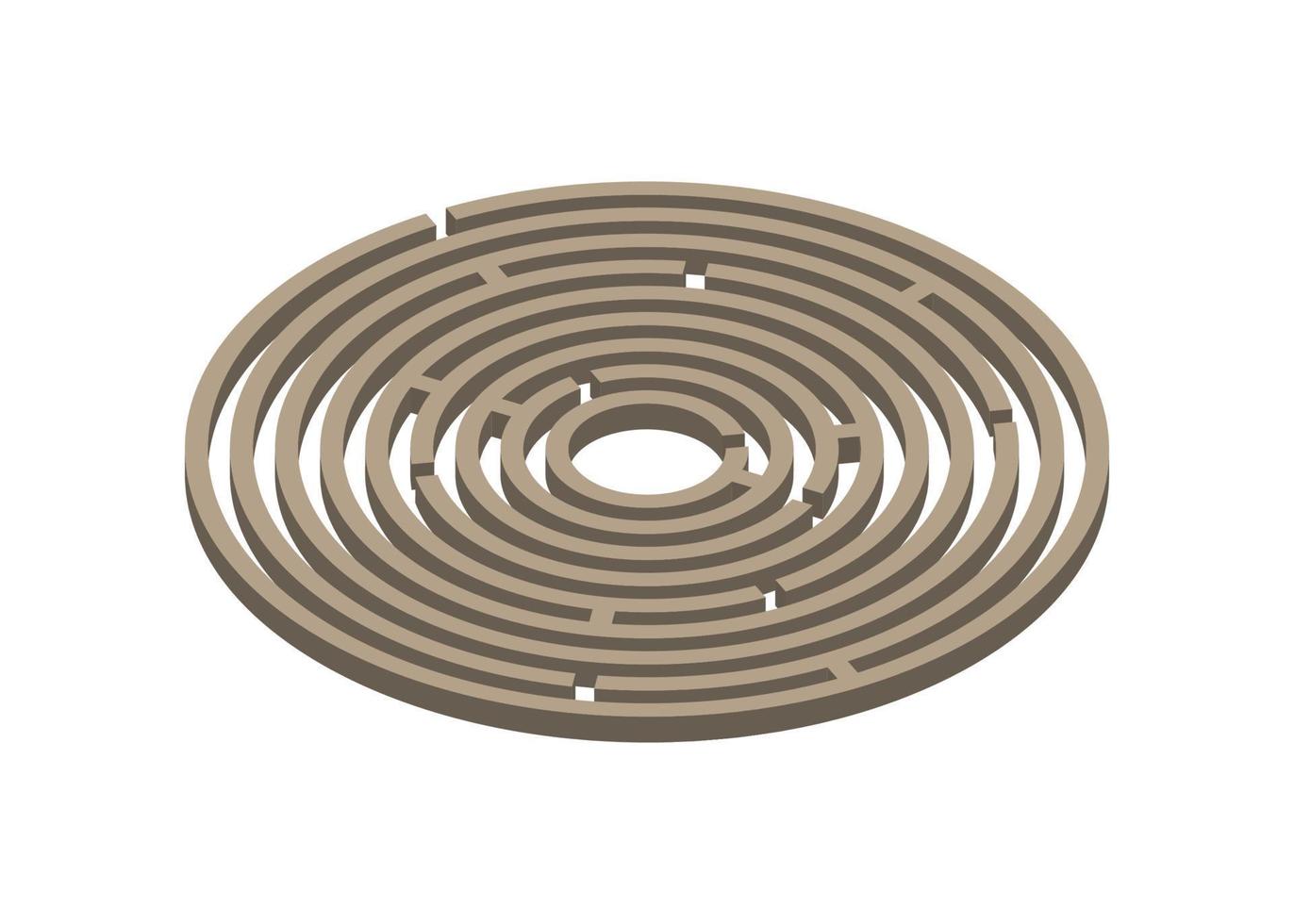 3d brown circular maze vector