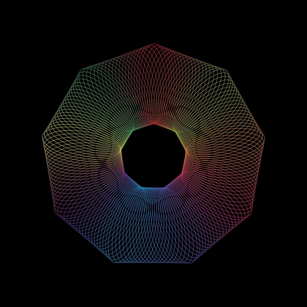 Abstract thin line spiro graph vector illustration. Hexagonal guilloche design. Mandala ornament sign.