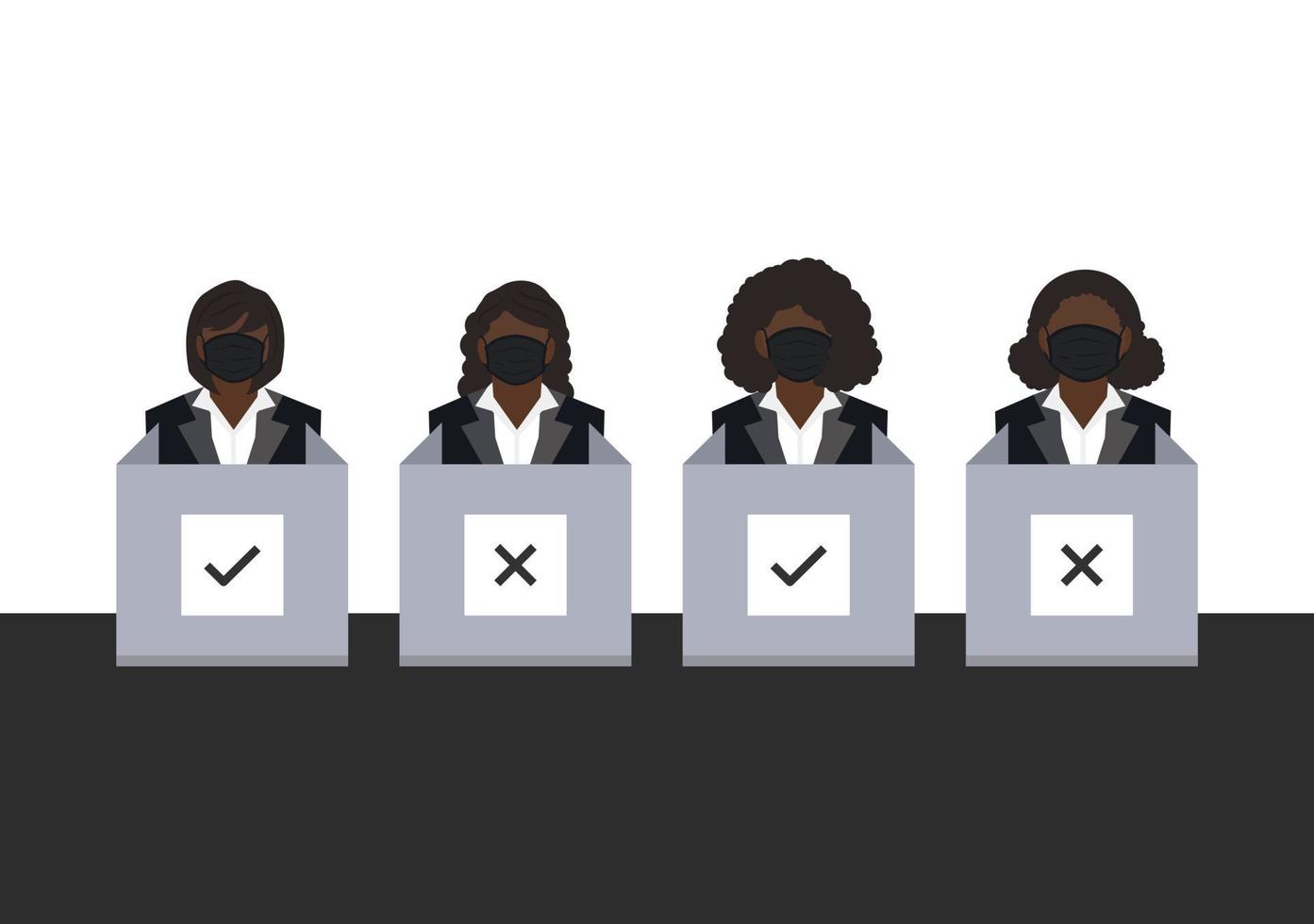 set of human voter at polling station background vector