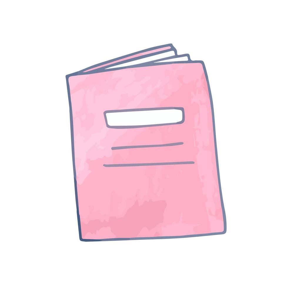 mano dibujado linda rosado cuaderno cubrir, acuarela aislado abierto libro de texto vector