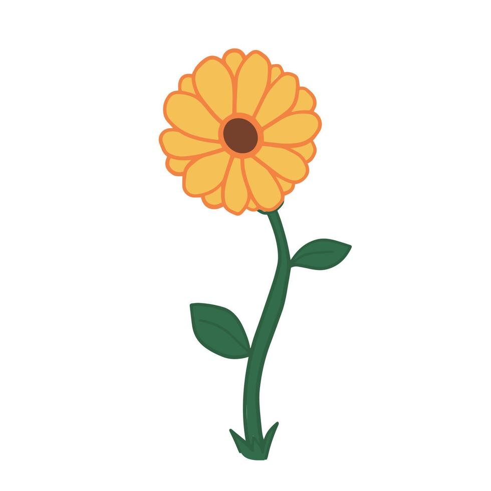 Hand drawn cute sunflower artwork, cartoon tall yellow flower 20148105