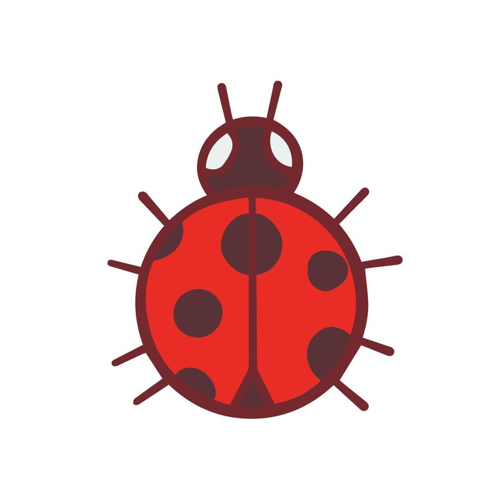 Hand drawn cute ladybug artwork, cartoon red bug with black spots vector