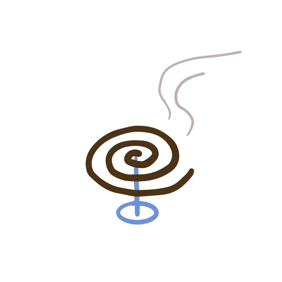 Hand drawn cute mosquito spiral artwork, Japanese traditional black burning mosquito coil. vector