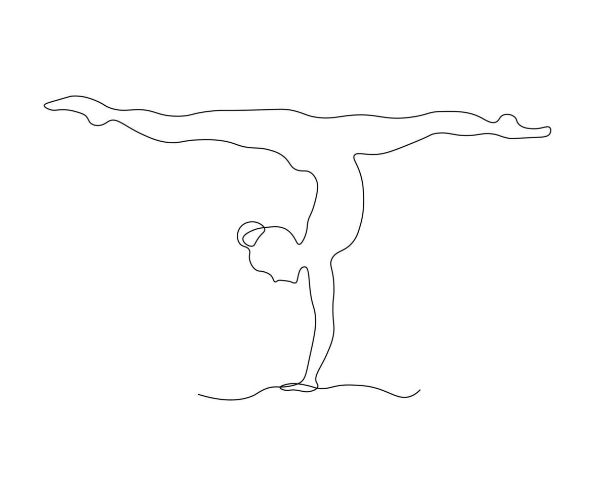 abstract athlete without a face, gymnast, yoga, hand-drawn, continuous mono line, one line art, contour drawing vector