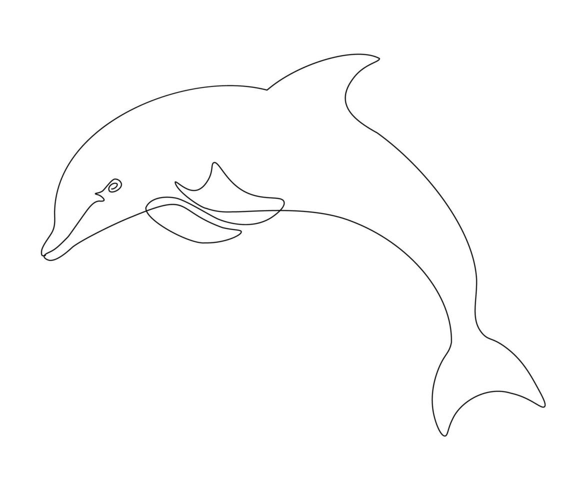resumen delfín, dibujado a mano, continuo mono línea, soltero línea arte, contorno dibujo vector