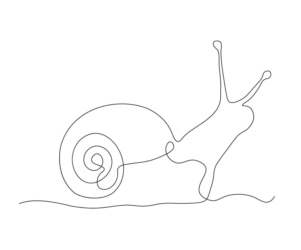 resumen caracol, dibujado a mano, continuo mono línea, uno línea arte, contorno dibujo vector