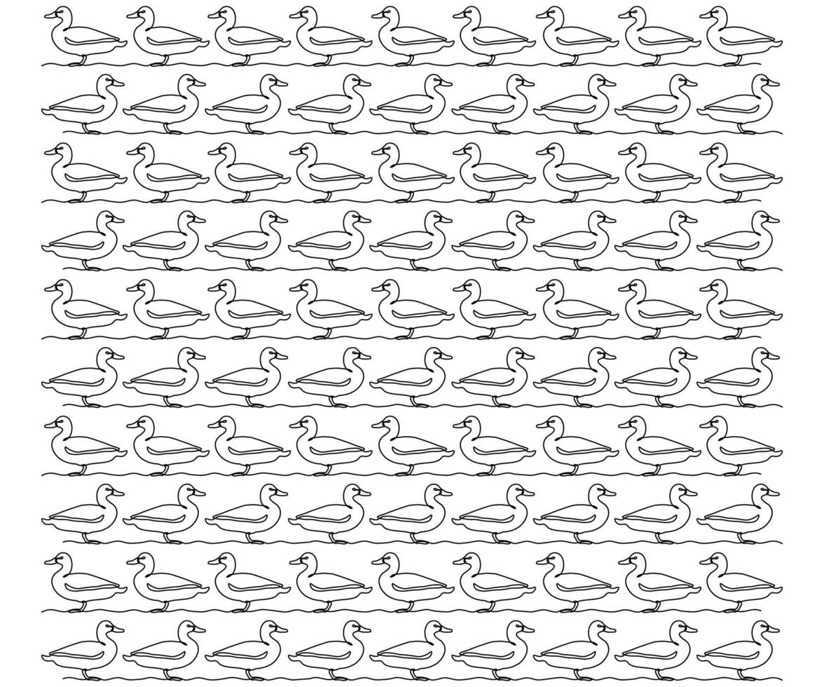 negro y blanco modelo de patos dibujado en un continuo soltero línea vector