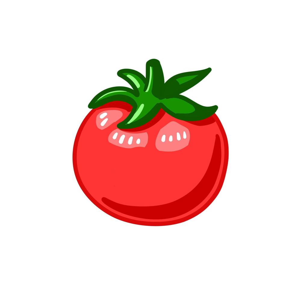 Tomato healthy food. Nutrition diet for vegetarian, vegan. Vector illustration in cartoon doodle style