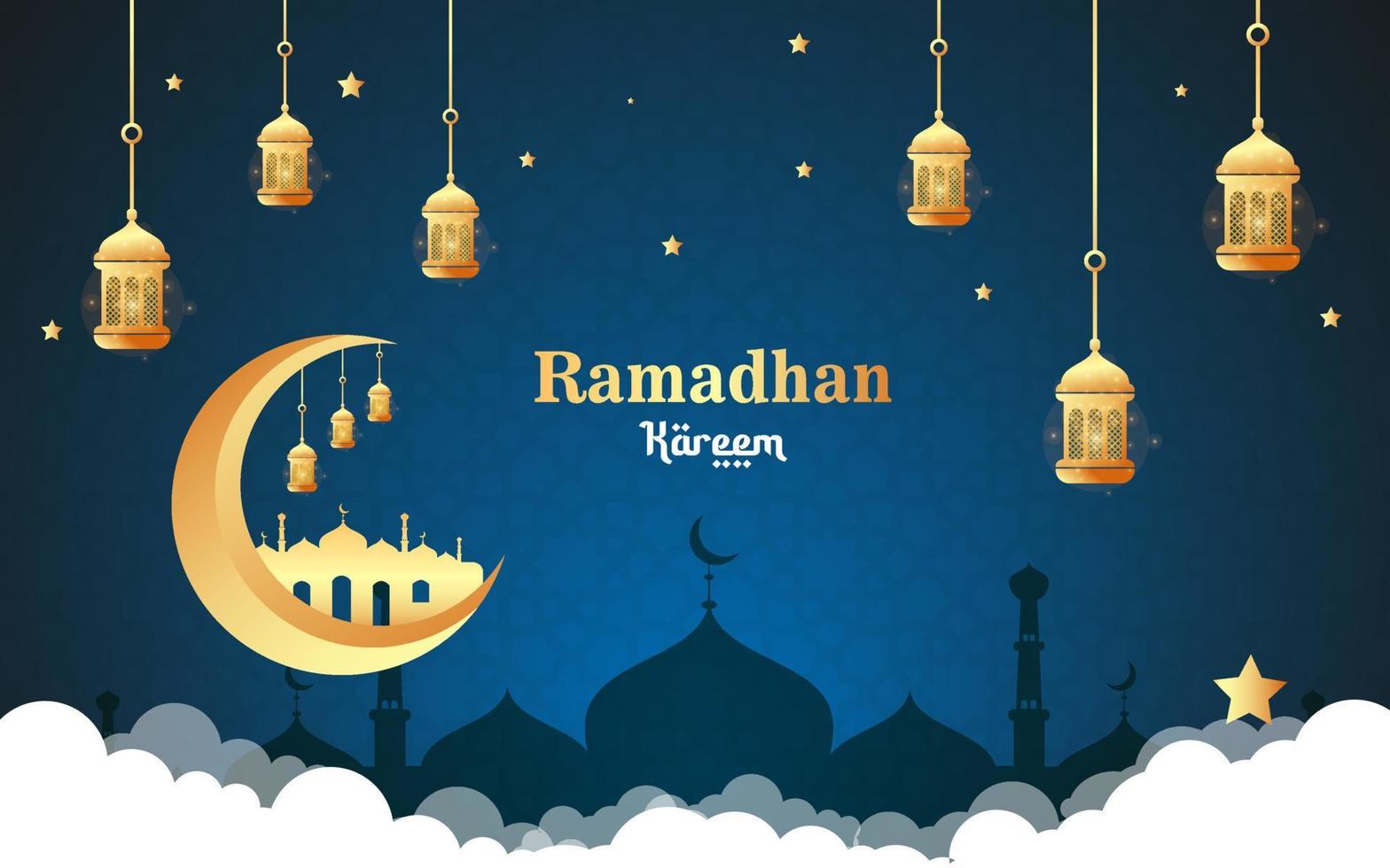 Realistic background of Islamic Ramadan celebration vector