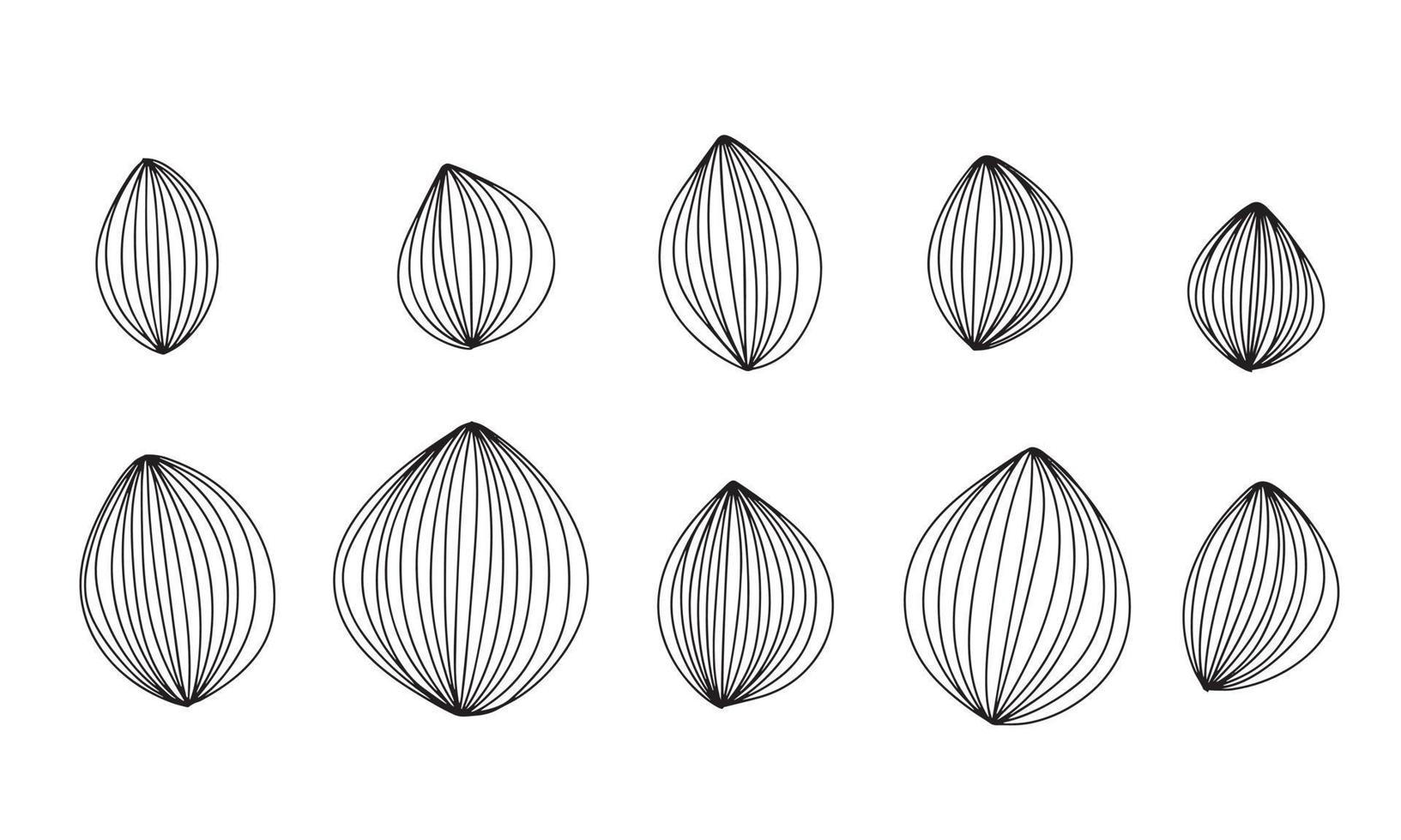 Set of hand draw of leaves. Vector illustration.