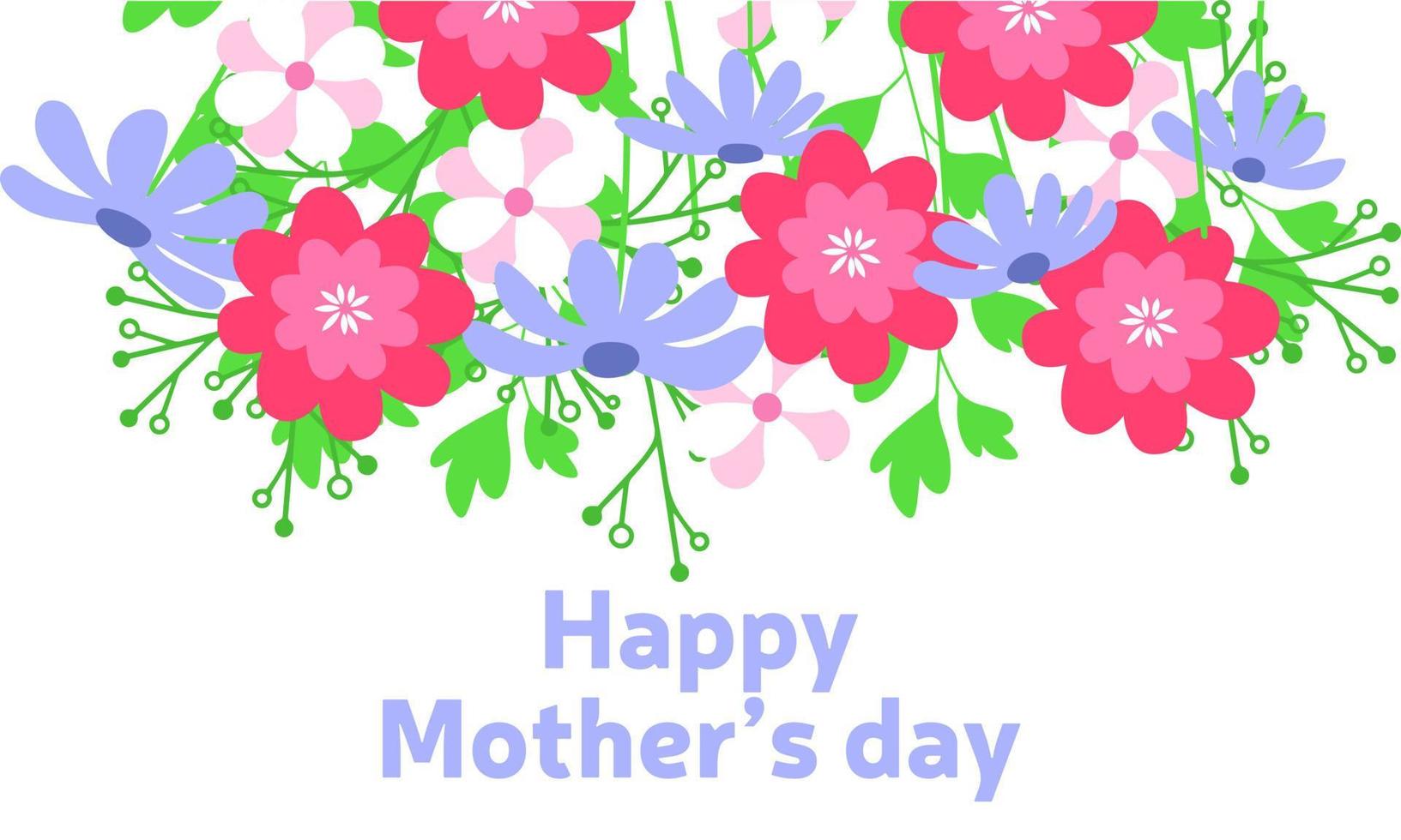 Happy Mother's Day banner with flowers. Vector illustraiton.