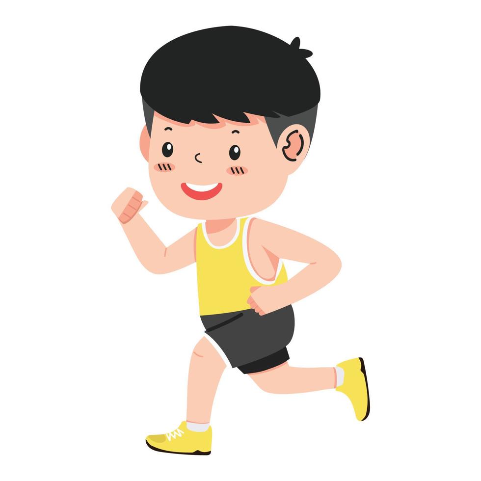 Kid boy jogging a marathon race vector