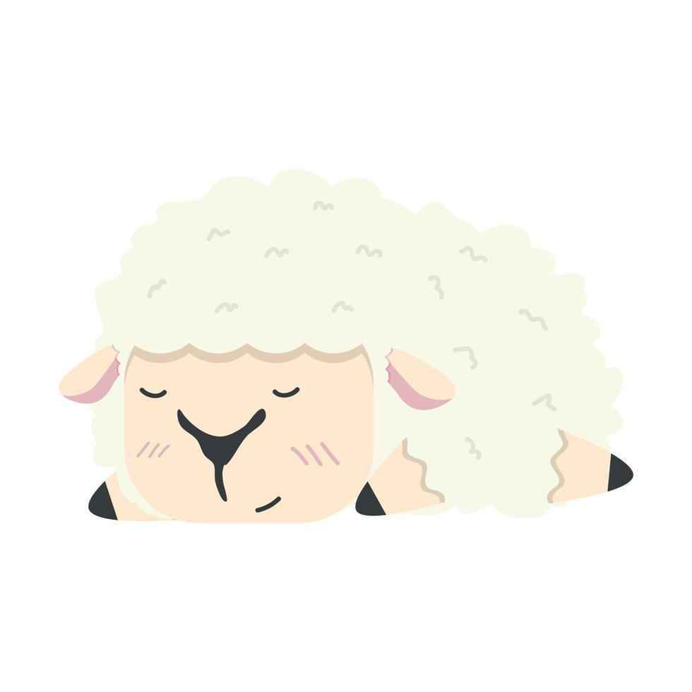 Cute white little sheep sleep cartoon vector