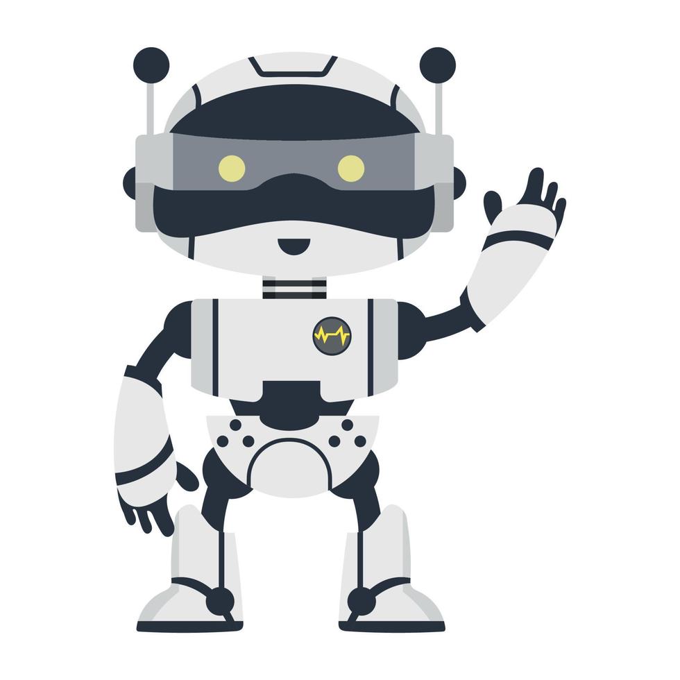 Cute Cartoon techology Ai robot flat vector