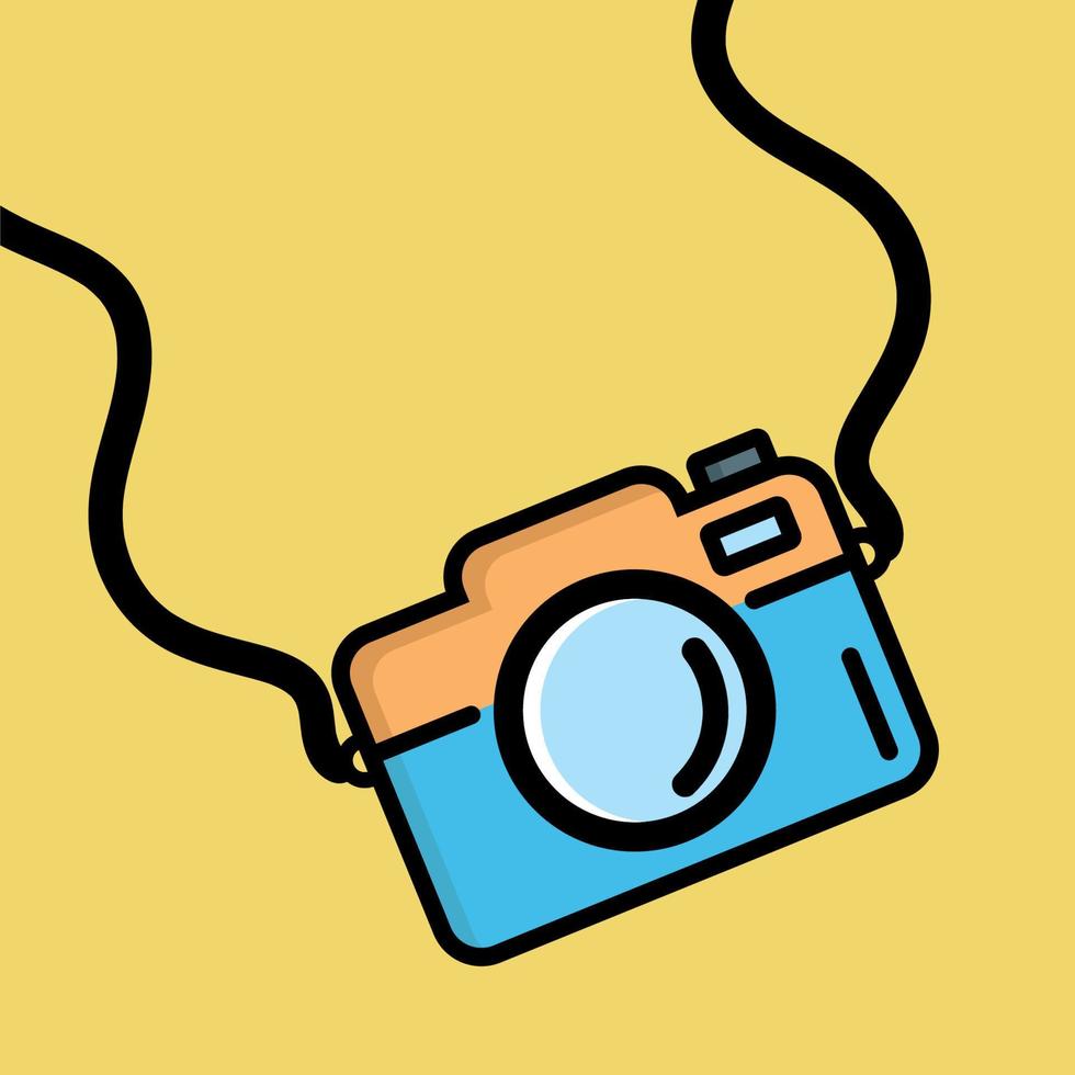 camera icon symbol logo sign on yellow background vector