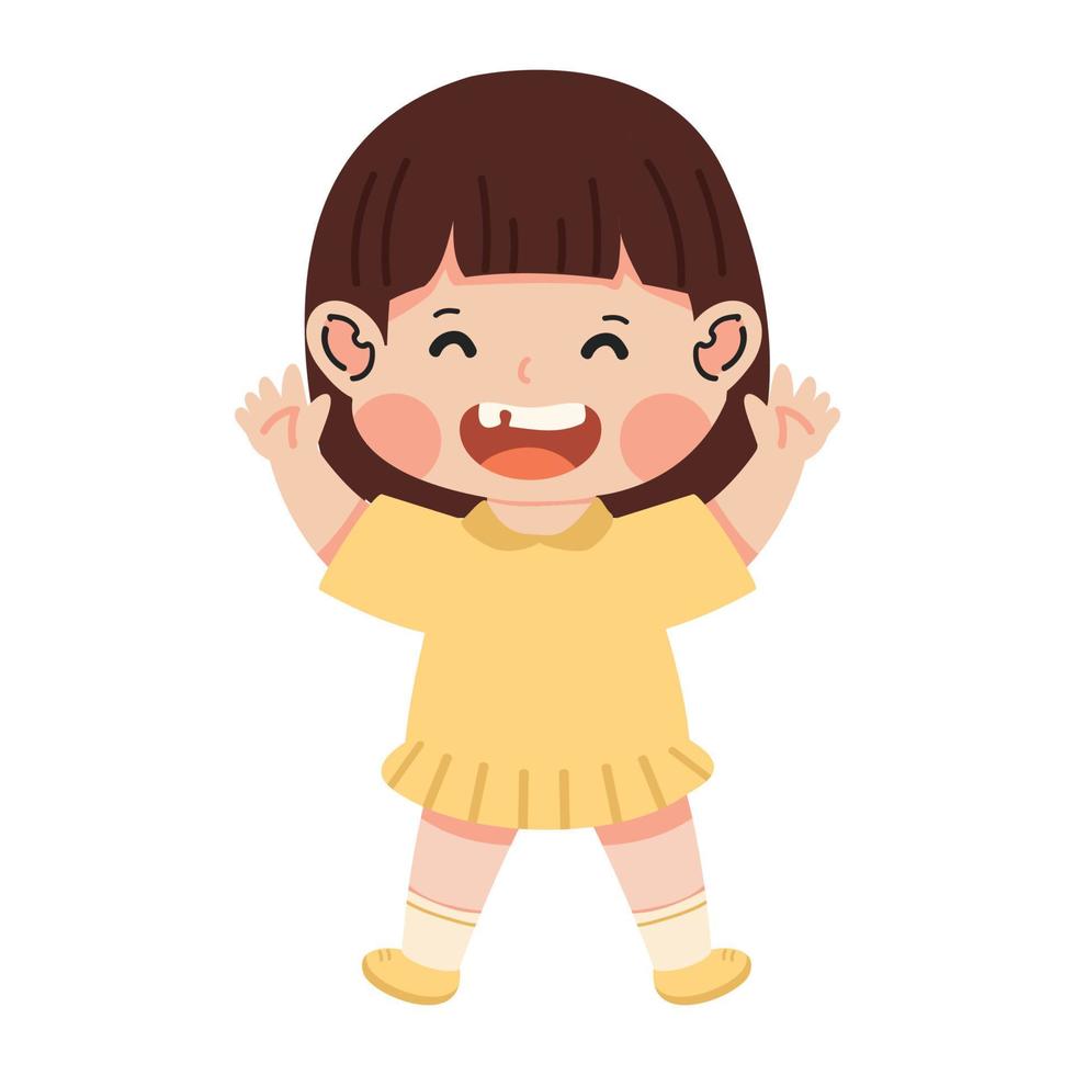 Kid girl happy Children cartoon vector