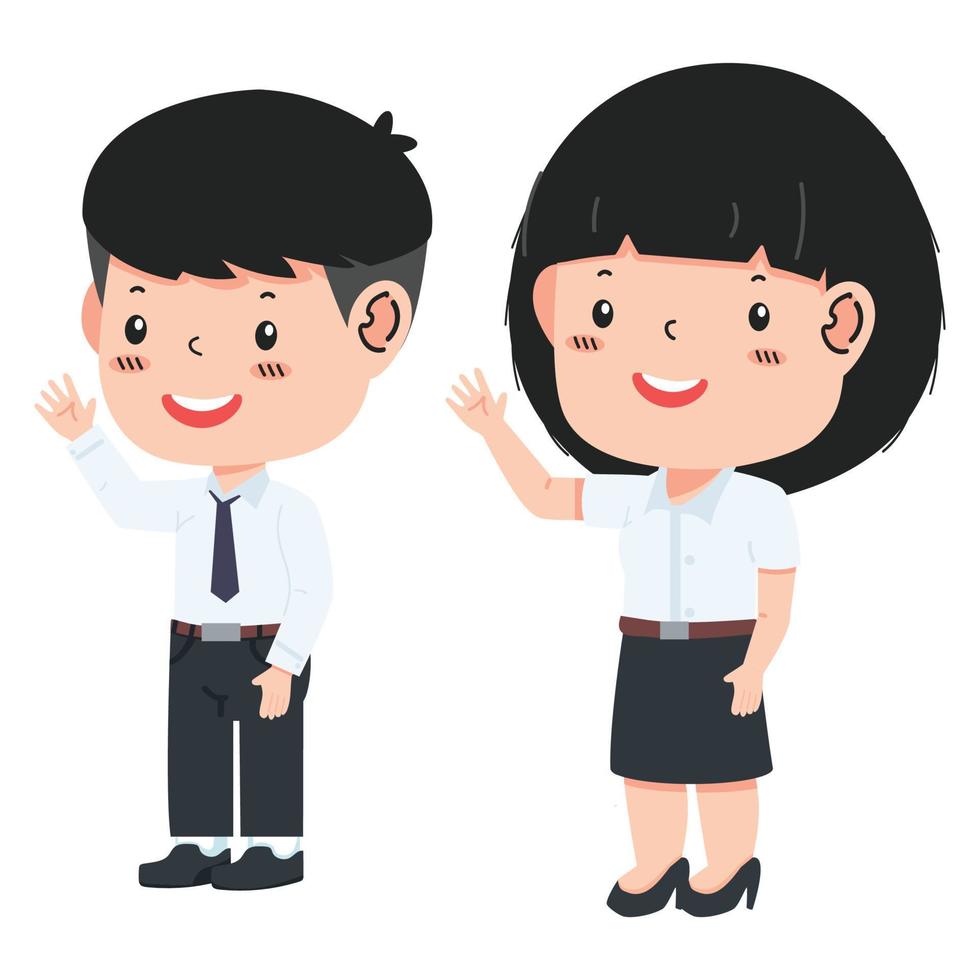 Kid in University student uniforms vector