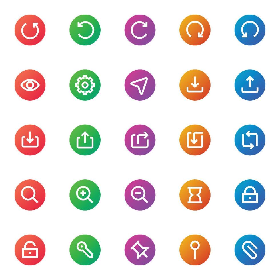 Gradient color icons for ui ux. vector