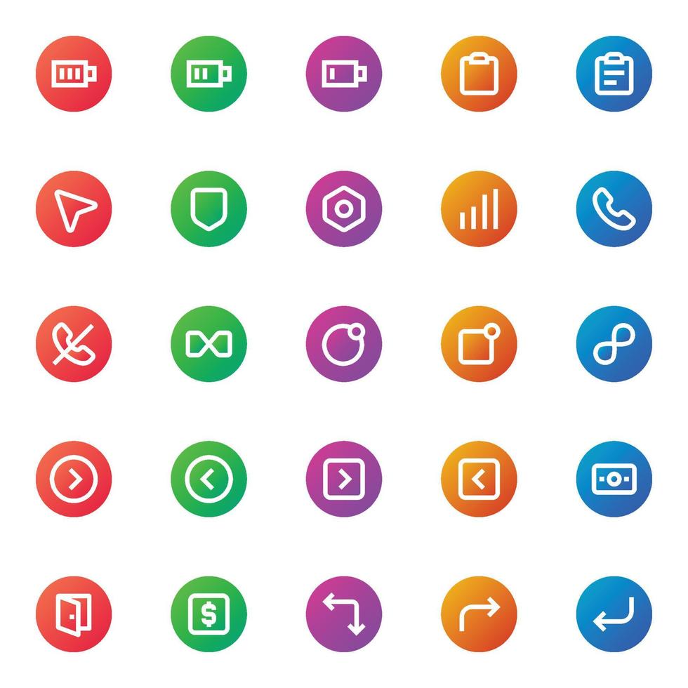 Gradient color icons for ui ux. vector