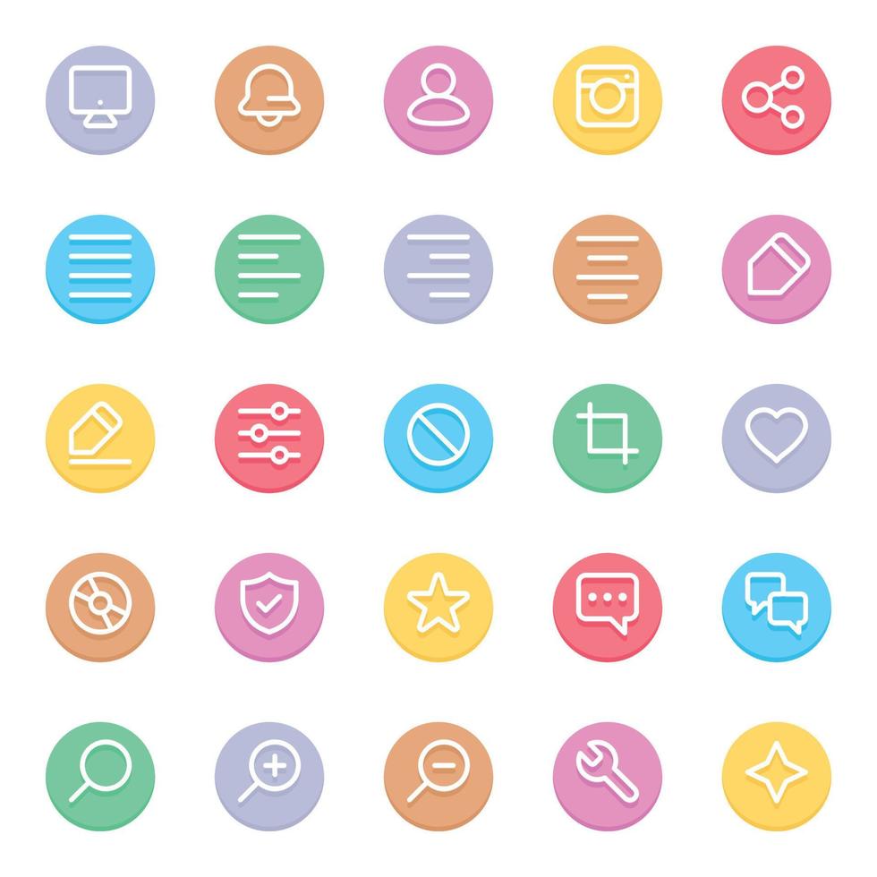 Circle color outline icons for Web and mobile. vector