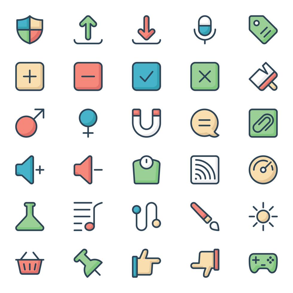 Filled color outline icons for Web and mobile. vector