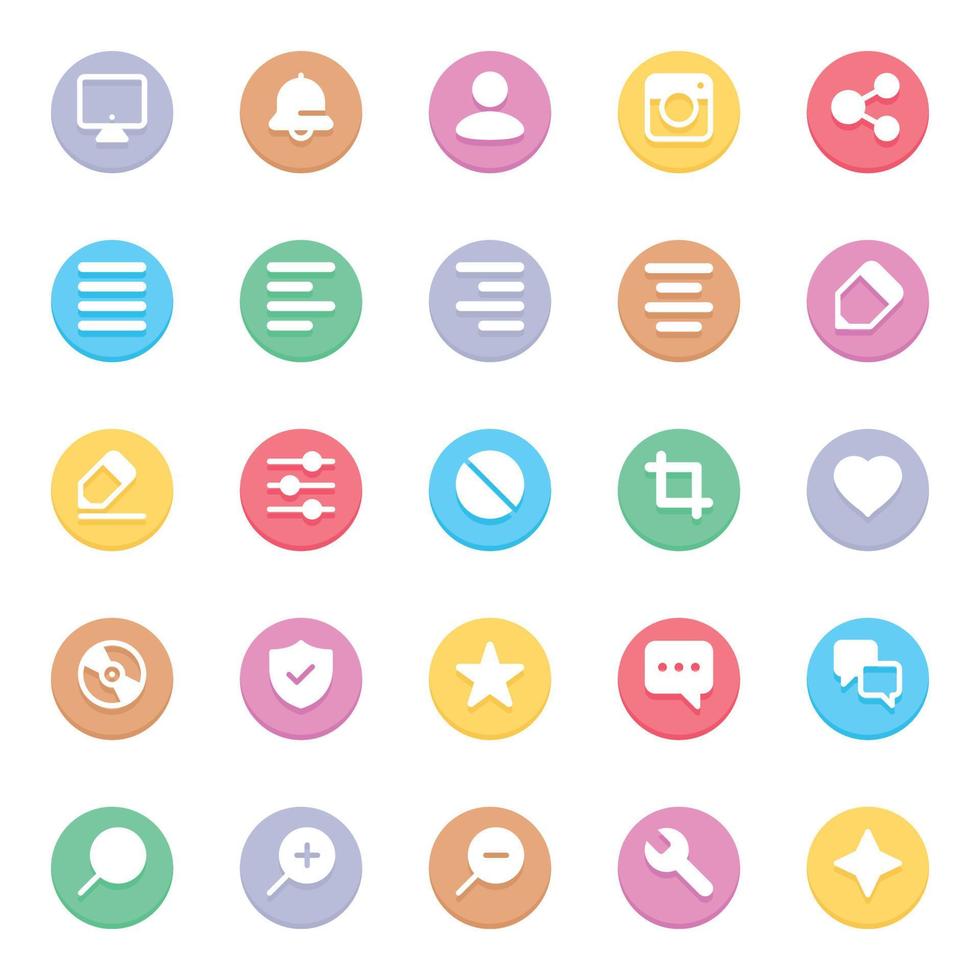 Circle color glyph icons for Web and mobile. vector