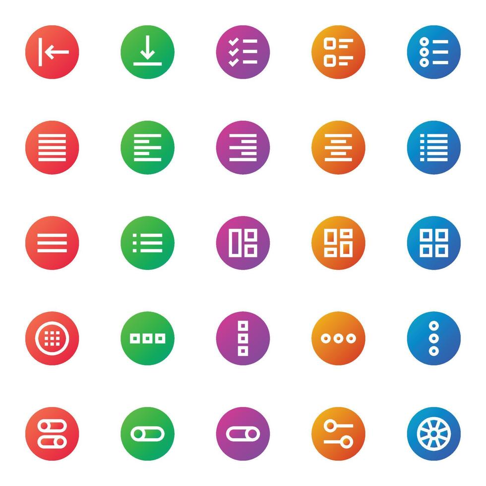 Gradient color icons for ui ux. vector