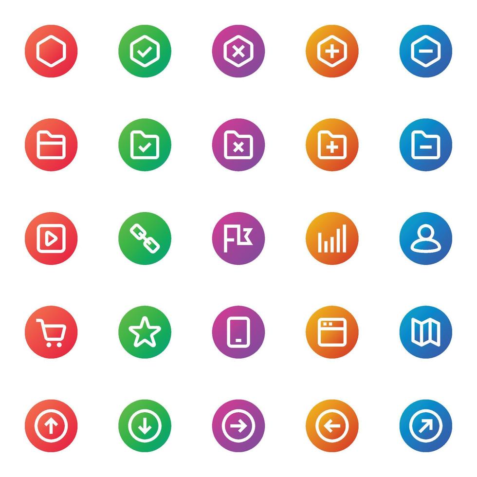 Gradient color icons for ui ux. vector