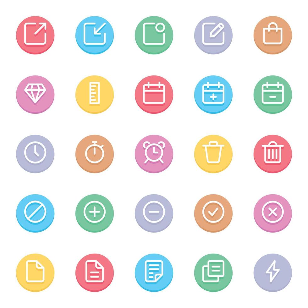 Circle color outline icons for Web and mobile. vector