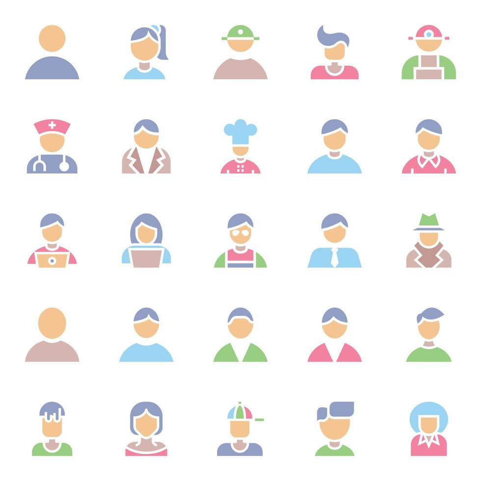 Flat color icons for avatar. vector