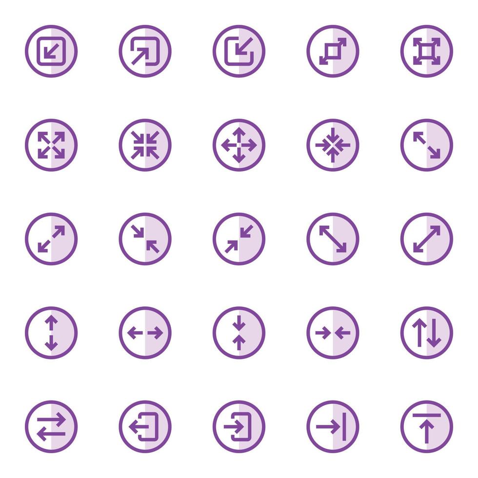 púrpura color contorno íconos para ui ux. vector