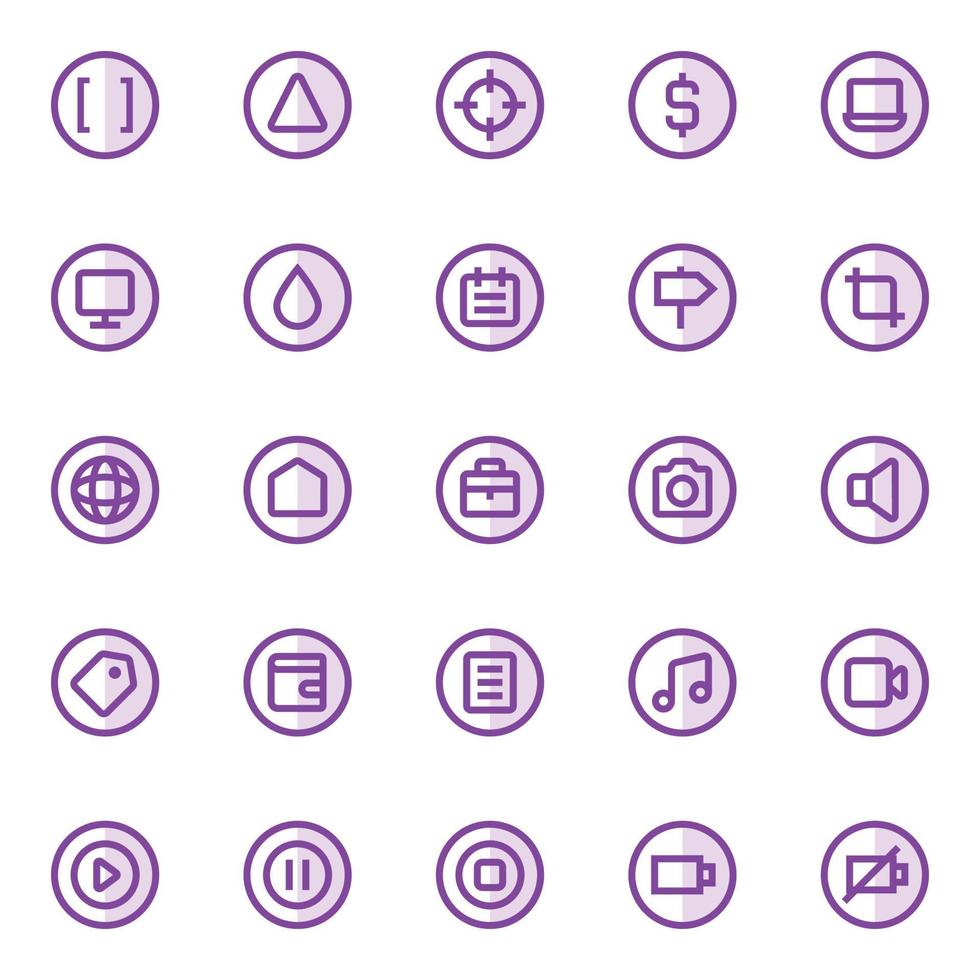 púrpura color contorno íconos para ui ux. vector