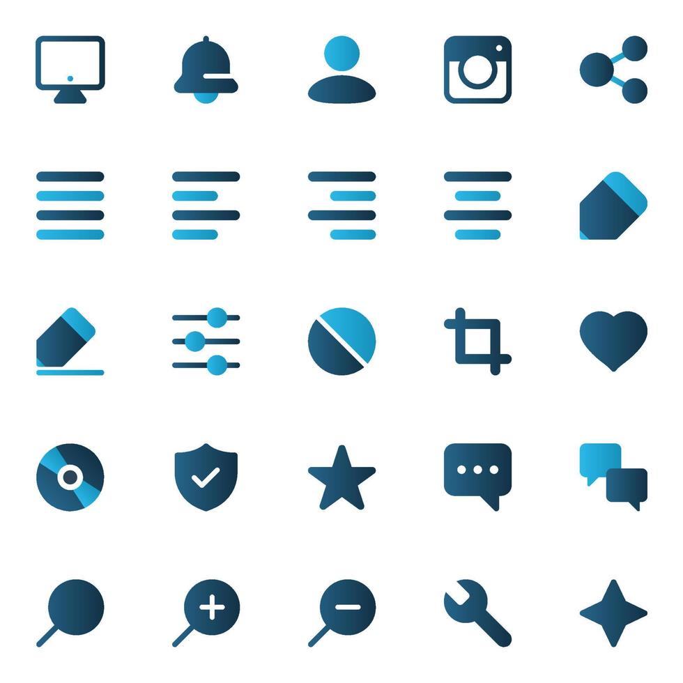 Gradient color icons for Web and mobile. vector