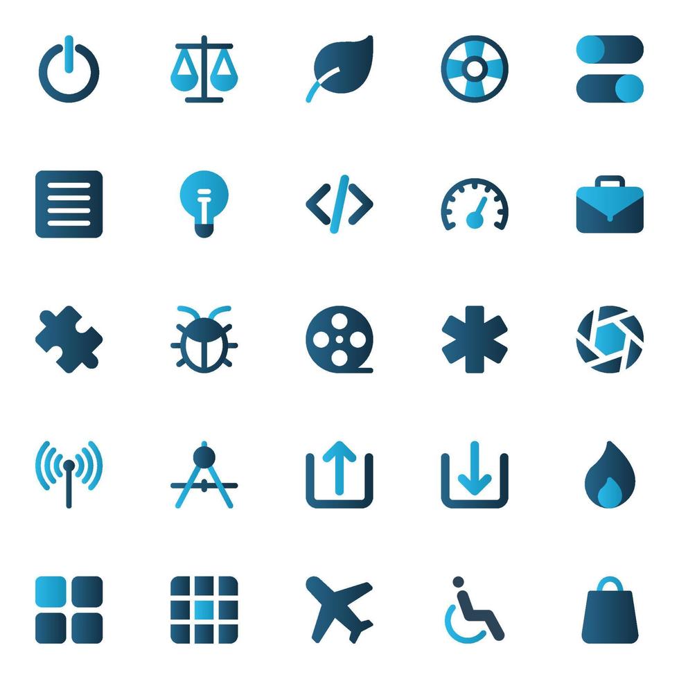 Gradient color icons for Web and mobile. vector